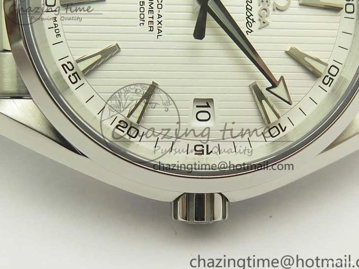 0307 Aqua Terra 150M SS VSF 1:1 Best Edition White Textured Dial Silver Markers on SS Bracelet A8500 Super Clone Chic 8041